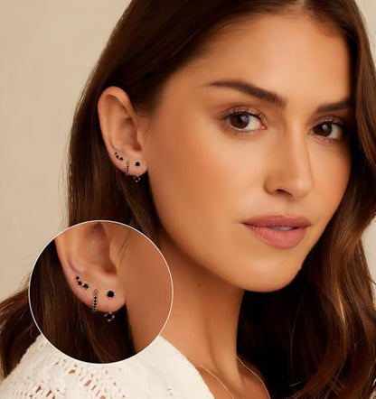 6 Pairs 14K Gold Plated Stud Earrings for Women, Hypoallergenic Cartilage Earrings for Multiple Piercing, Dainty Small Stackable Earrings Set for Jewelry Gift