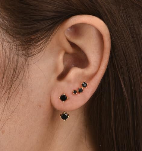 6 Pairs 14K Gold Plated Stud Earrings for Women, Hypoallergenic Cartilage Earrings for Multiple Piercing, Dainty Small Stackable Earrings Set for Jewelry Gift
