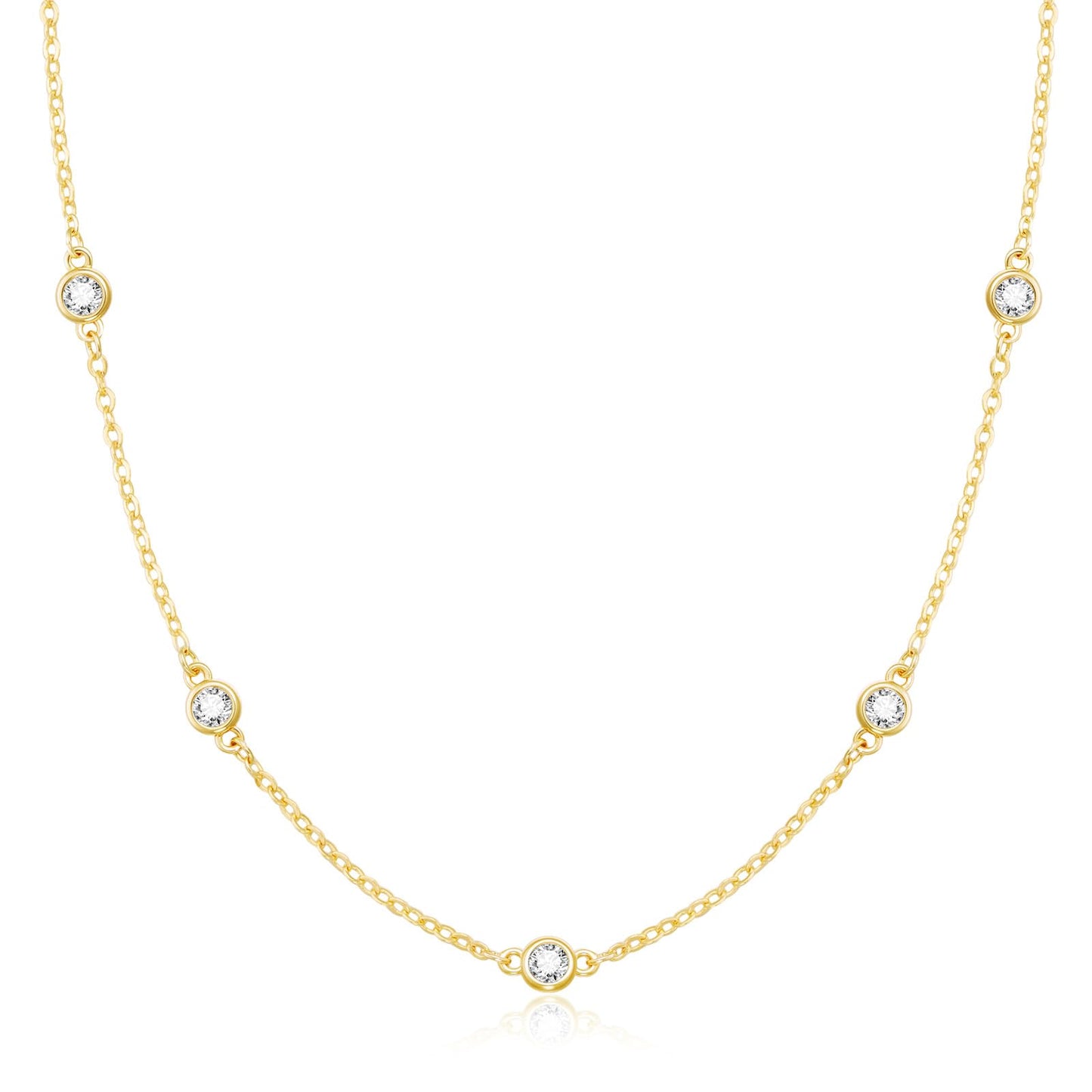 CUEZIY Mothers Day Gifts - Dainty Silver Gold Necklaces for Women Cute Station Choker Simulated Diamond Necklace Simple Layering CZ Necklace Trendy Jewelry Gifts
