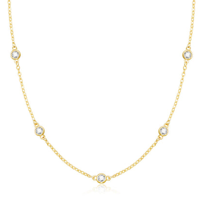 CUEZIY Mothers Day Gifts - Dainty Silver Gold Necklaces for Women Cute Station Choker Simulated Diamond Necklace Simple Layering CZ Necklace Trendy Jewelry Gifts