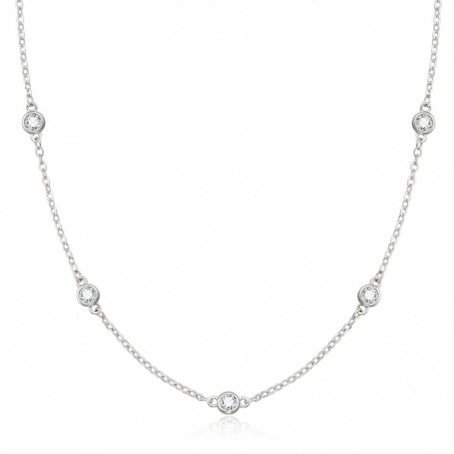 CUEZIY Mothers Day Gifts - Dainty Silver Gold Necklaces for Women Cute Station Choker Simulated Diamond Necklace Simple Layering CZ Necklace Trendy Jewelry Gifts