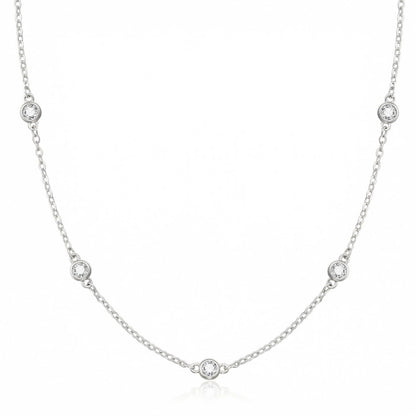 CUEZIY Mothers Day Gifts - Dainty Silver Gold Necklaces for Women Cute Station Choker Simulated Diamond Necklace Simple Layering CZ Necklace Trendy Jewelry Gifts