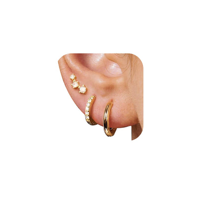 6 Pairs 14K Gold Plated Stud Earrings for Women, Hypoallergenic Cartilage Earrings for Multiple Piercing, Dainty Small Stackable Earrings Set for Jewelry Gift