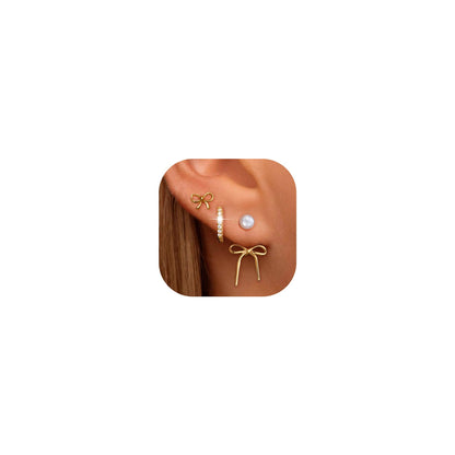 6 Pairs 14K Gold Plated Stud Earrings for Women, Hypoallergenic Cartilage Earrings for Multiple Piercing, Dainty Small Stackable Earrings Set for Jewelry Gift