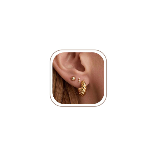 Freekiss 3 Pairs Gold Hoop Earrings Set: Dainty Stud Earrings Trendy Small 14K Gold Plated Hypoallergenic Dangle Cartilage Huggie Hoop Earrings for Women Gold Jewelry for Women Gifts