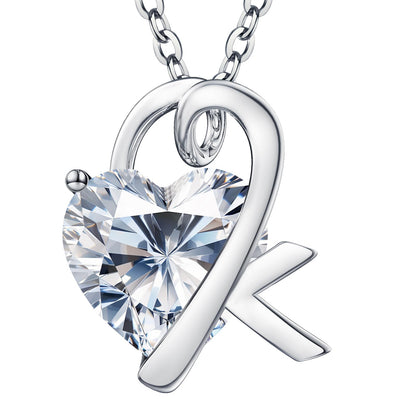 Fullove ForeverLove Heart Necklaces for Women, 4-2 Carats Heartshap Moissanite, Silver Pendant Jewelry, Anniversary Birthday Gifts for Wife, Girlfriend, Daughter, Mom