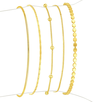 Striviio Gold Bracelets for Women, 14K Gold Plated Stackable Bracelet Stack Set Adjustable Charm Paperclip Chain Snake Link Layered Waterproof Jewelry Sets Gifts