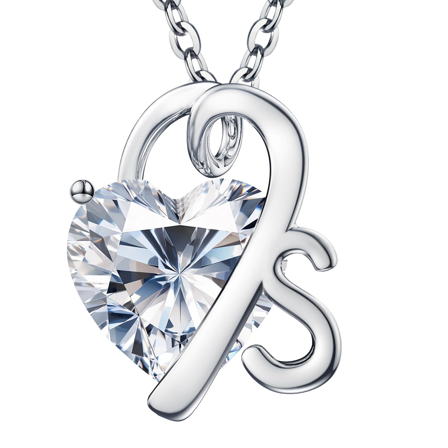 Fullove ForeverLove Heart Necklaces for Women, 4-2 Carats Heartshap Moissanite, Silver Pendant Jewelry, Anniversary Birthday Gifts for Wife, Girlfriend, Daughter, Mom