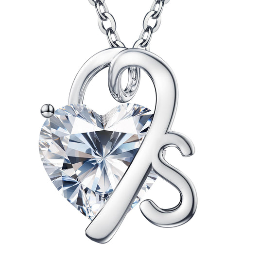 Fullove ForeverLove Heart Necklaces for Women, 4-2 Carats Heartshap Moissanite, Silver Pendant Jewelry, Anniversary Birthday Gifts for Wife, Girlfriend, Daughter, Mom