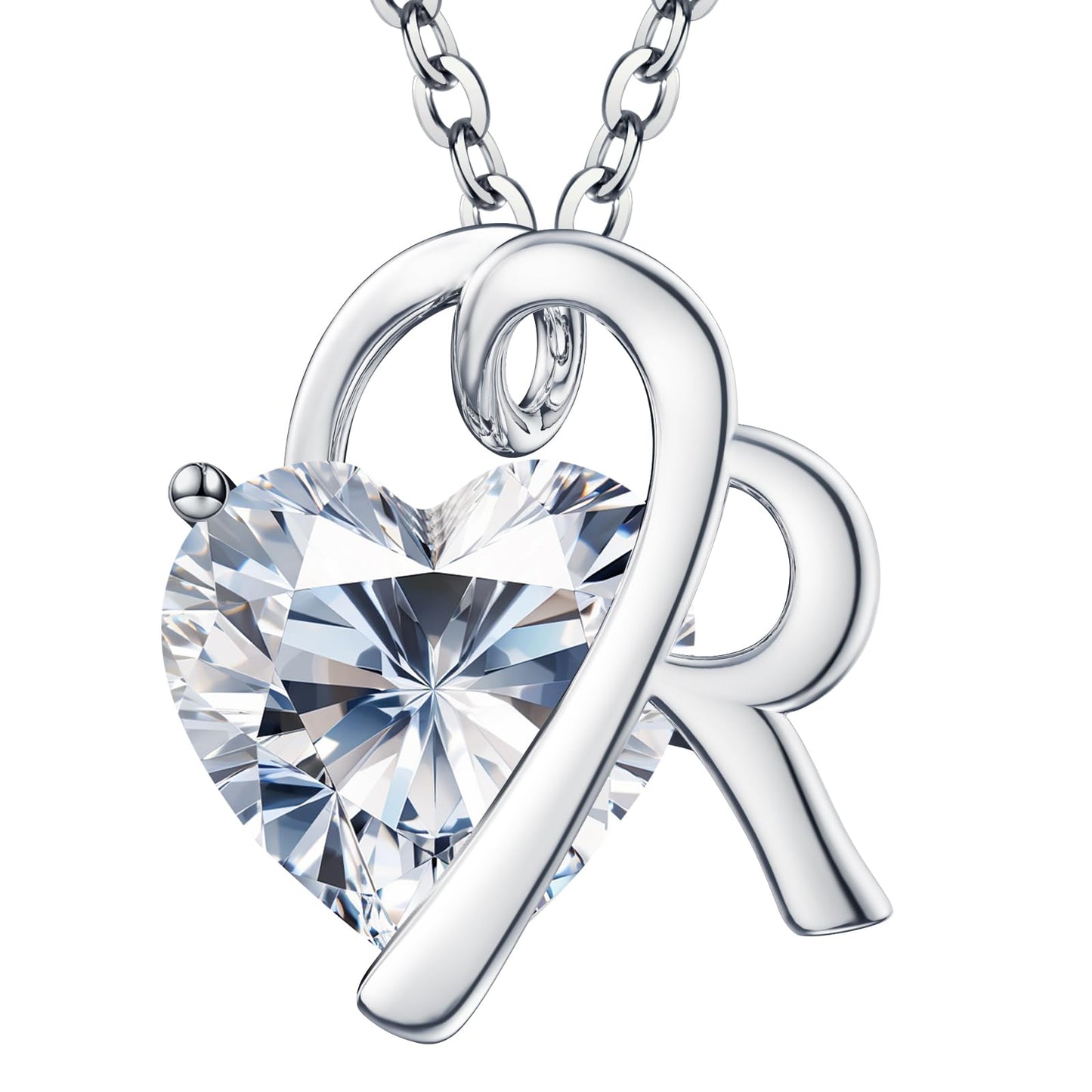 Fullove ForeverLove Heart Necklaces for Women, 4-2 Carats Heartshap Moissanite, Silver Pendant Jewelry, Anniversary Birthday Gifts for Wife, Girlfriend, Daughter, Mom