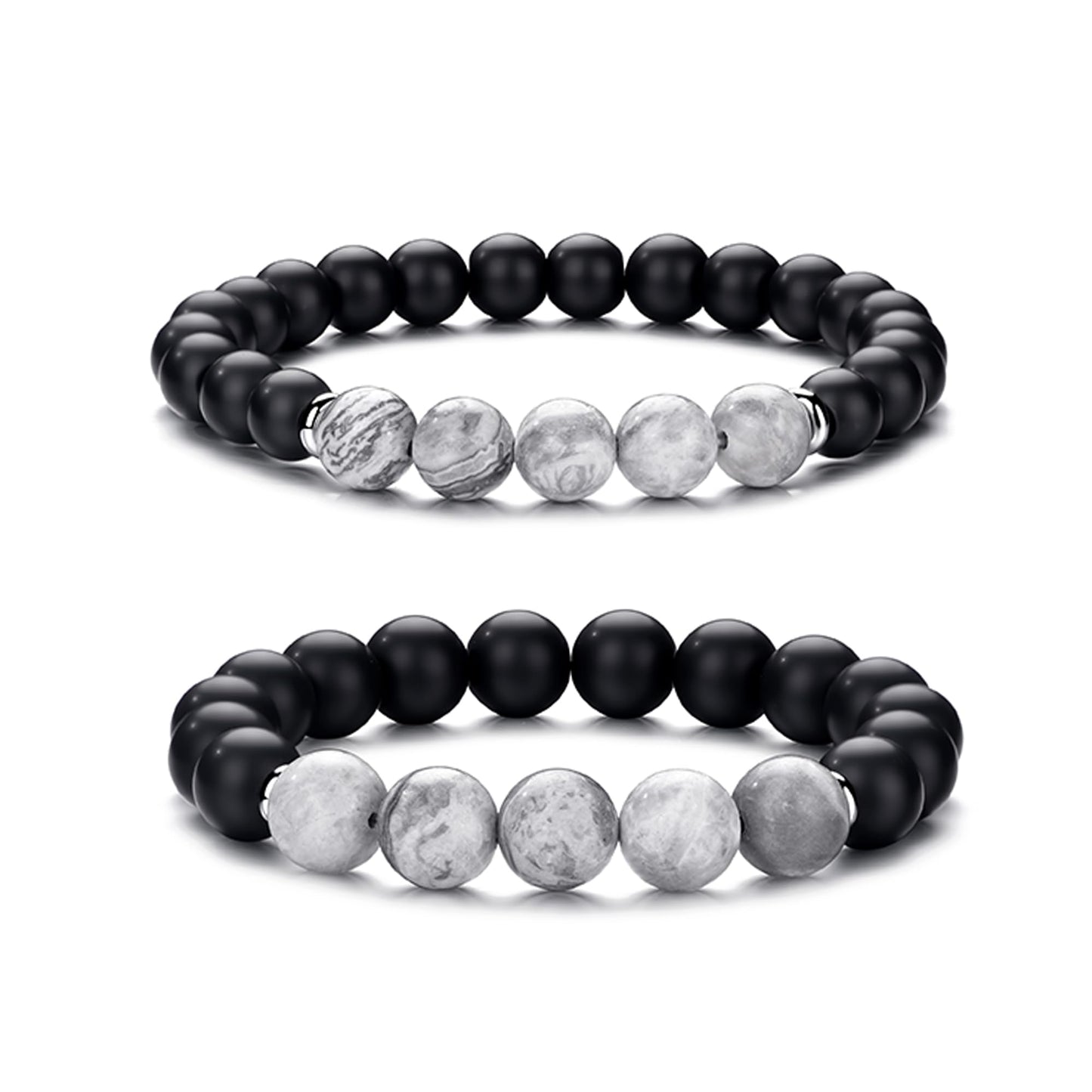 RANKEEF Tiger Eye Bracelet For Men 8MM Natural Stone Stretch Adjustable Black Crystal Beaded Bracelet for Men Women Gifts