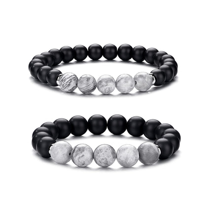 RANKEEF Tiger Eye Bracelet For Men 8MM Natural Stone Stretch Adjustable Black Crystal Beaded Bracelet for Men Women Gifts
