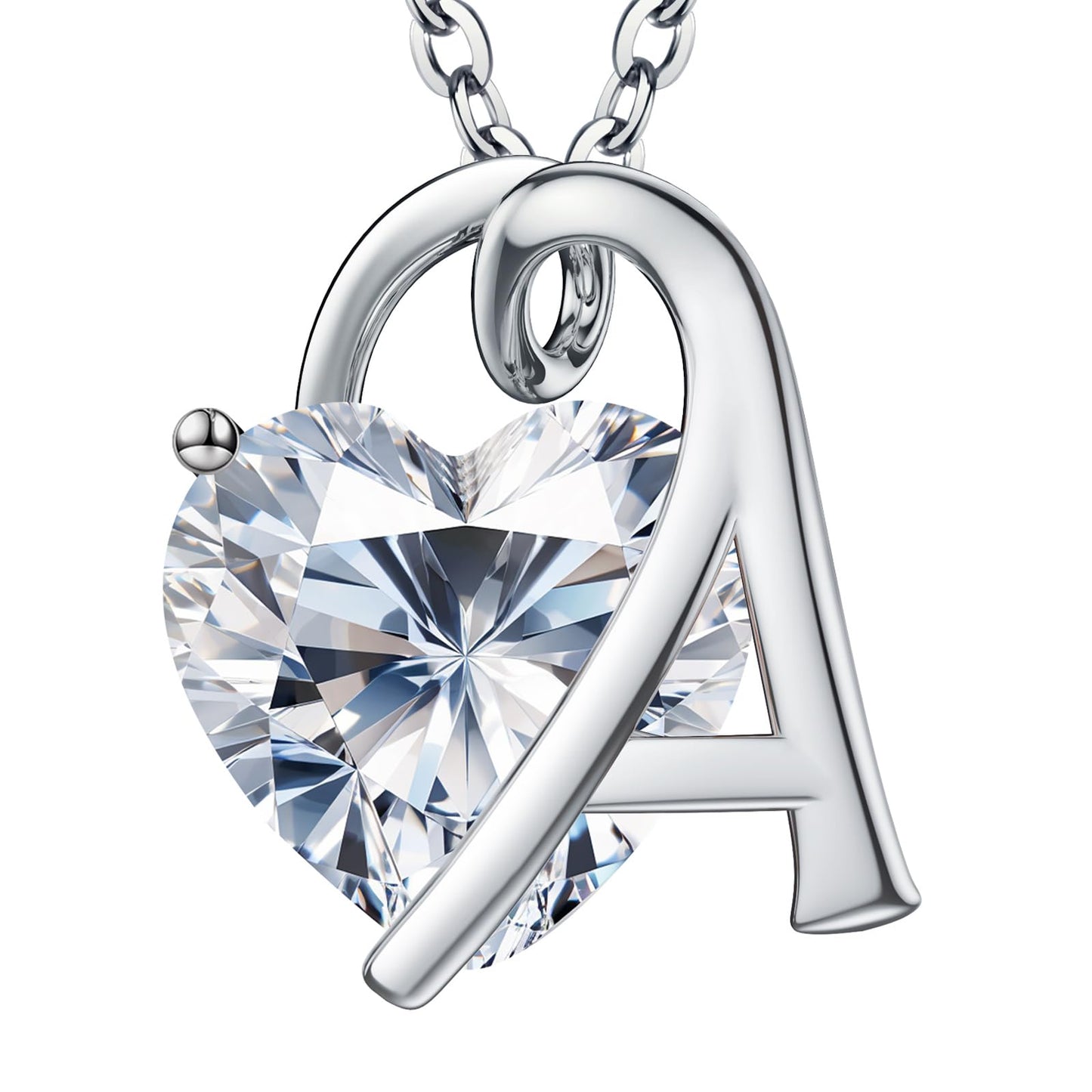 Fullove ForeverLove Heart Necklaces for Women, 4-2 Carats Heartshap Moissanite, Silver Pendant Jewelry, Anniversary Birthday Gifts for Wife, Girlfriend, Daughter, Mom