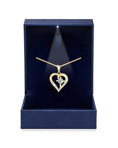 Moissanite Cross Necklace for Women in Light-Up Gift Box Heart Cross Jewelry 1CT Pendant for Women Gift Ideas for Wife Valentines Day Anniversary Birthday (S925 Sterling Silver/18K Real Gold Filled)