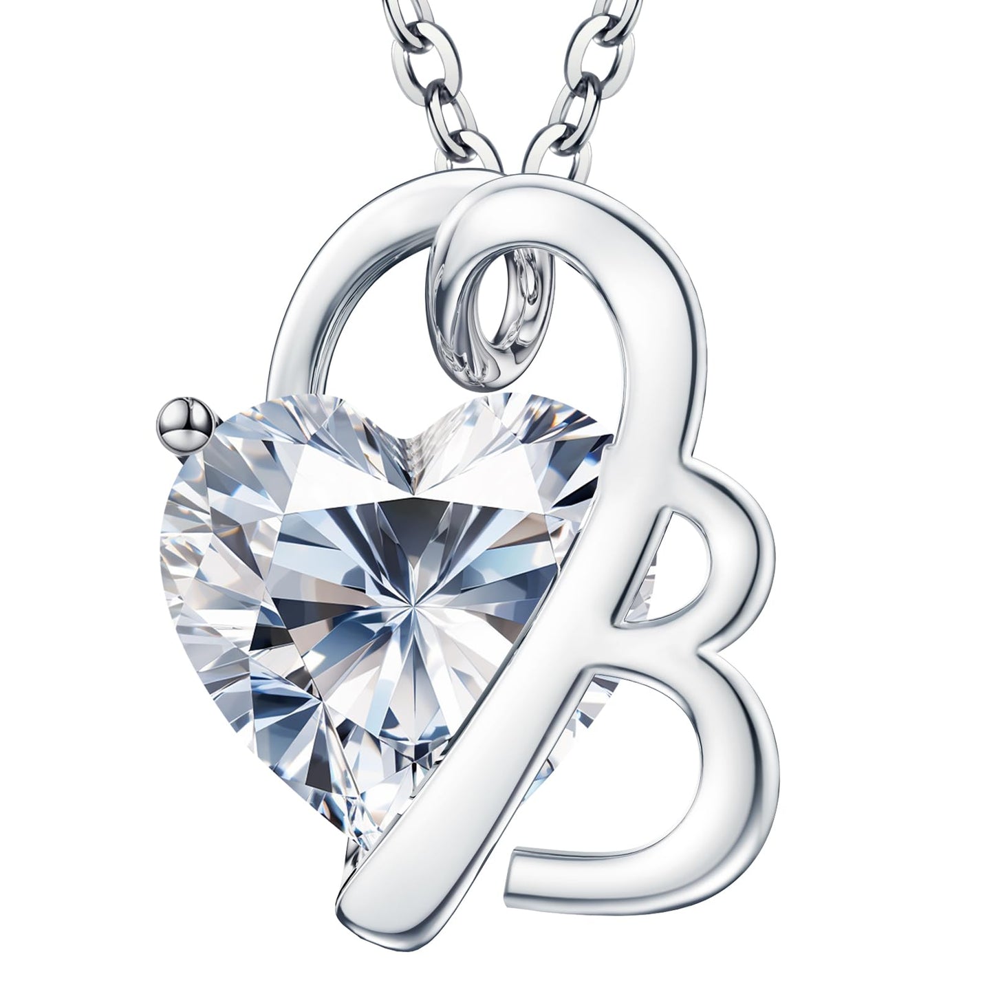 Fullove ForeverLove Heart Necklaces for Women, 4-2 Carats Heartshap Moissanite, Silver Pendant Jewelry, Anniversary Birthday Gifts for Wife, Girlfriend, Daughter, Mom