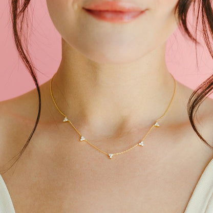 CUEZIY Mothers Day Gifts - Dainty Silver Gold Necklaces for Women Cute Station Choker Simulated Diamond Necklace Simple Layering CZ Necklace Trendy Jewelry Gifts