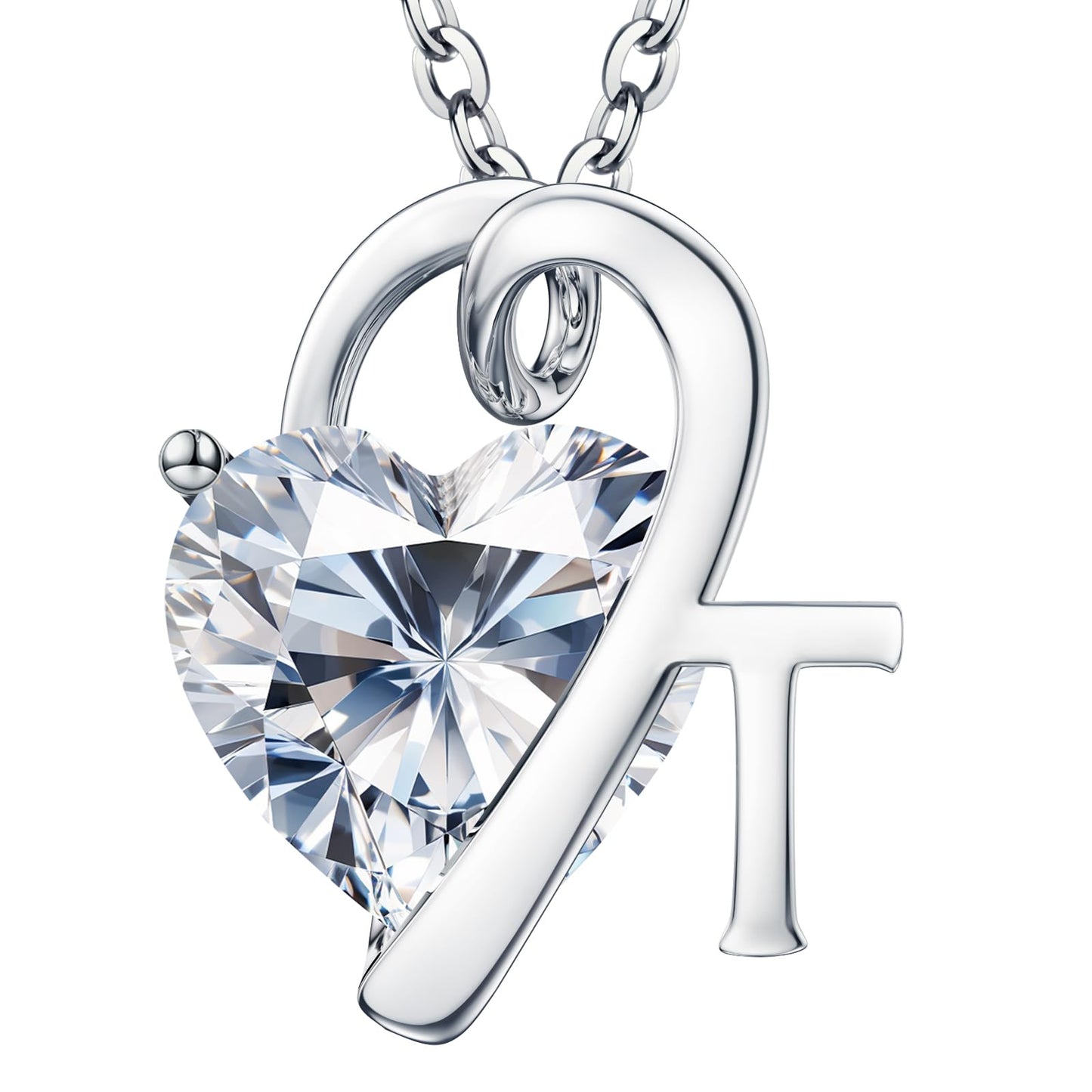 Fullove ForeverLove Heart Necklaces for Women, 4-2 Carats Heartshap Moissanite, Silver Pendant Jewelry, Anniversary Birthday Gifts for Wife, Girlfriend, Daughter, Mom