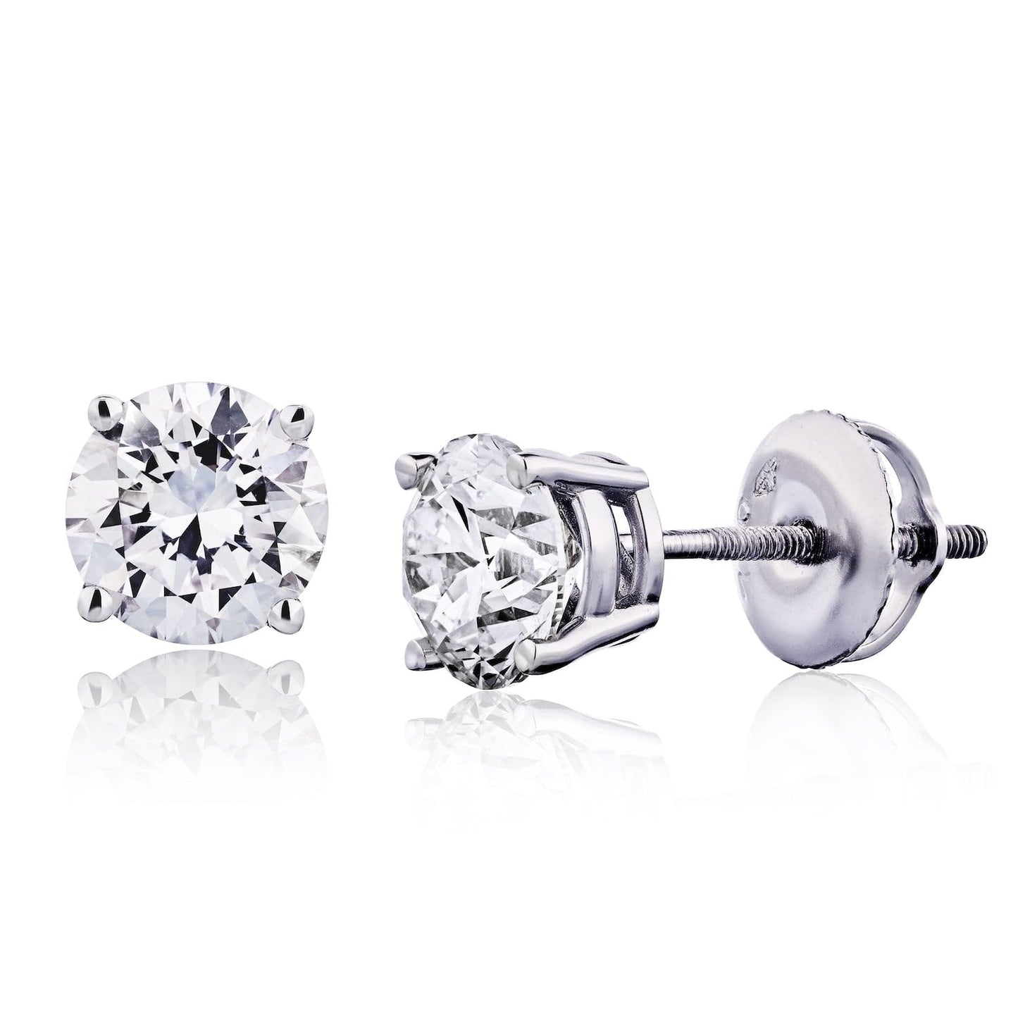 The Diamond Channel CERTIFIED 1 to 6 Carat LAB GROWN Solitaire Diamond Stud Earrings Round Cut 4 Prong Screw Back (F-G Color, VS1-VS2 Eye Clean Clarity)
