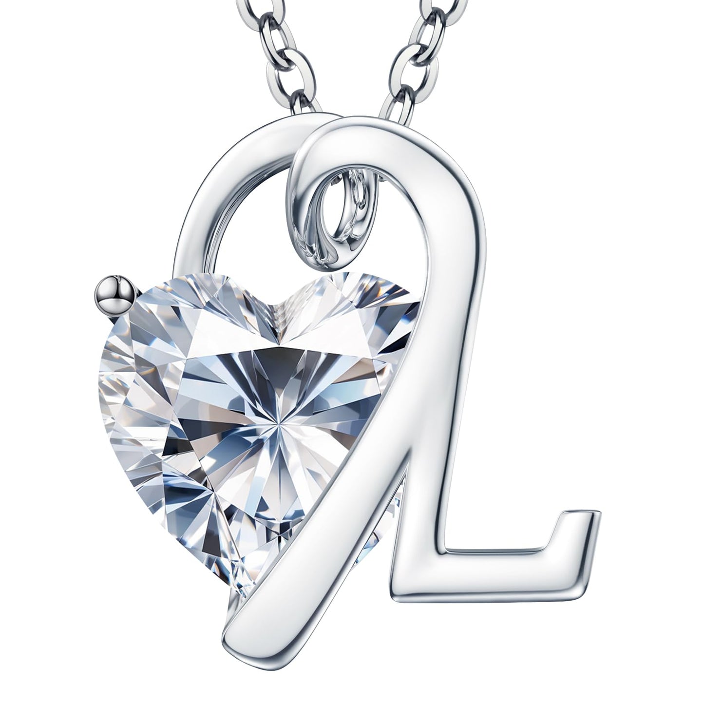 Fullove ForeverLove Heart Necklaces for Women, 4-2 Carats Heartshap Moissanite, Silver Pendant Jewelry, Anniversary Birthday Gifts for Wife, Girlfriend, Daughter, Mom