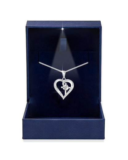 Moissanite Cross Necklace for Women in Light-Up Gift Box Heart Cross Jewelry 1CT Pendant for Women Gift Ideas for Wife Valentines Day Anniversary Birthday (S925 Sterling Silver/18K Real Gold Filled)