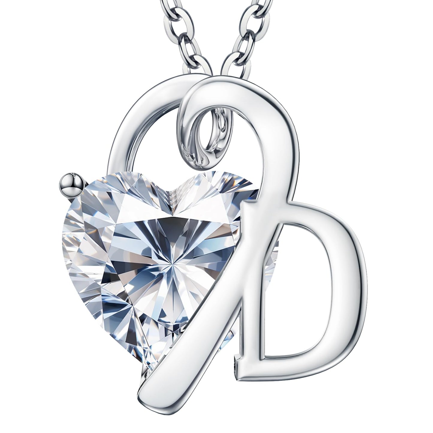 Fullove ForeverLove Heart Necklaces for Women, 4-2 Carats Heartshap Moissanite, Silver Pendant Jewelry, Anniversary Birthday Gifts for Wife, Girlfriend, Daughter, Mom