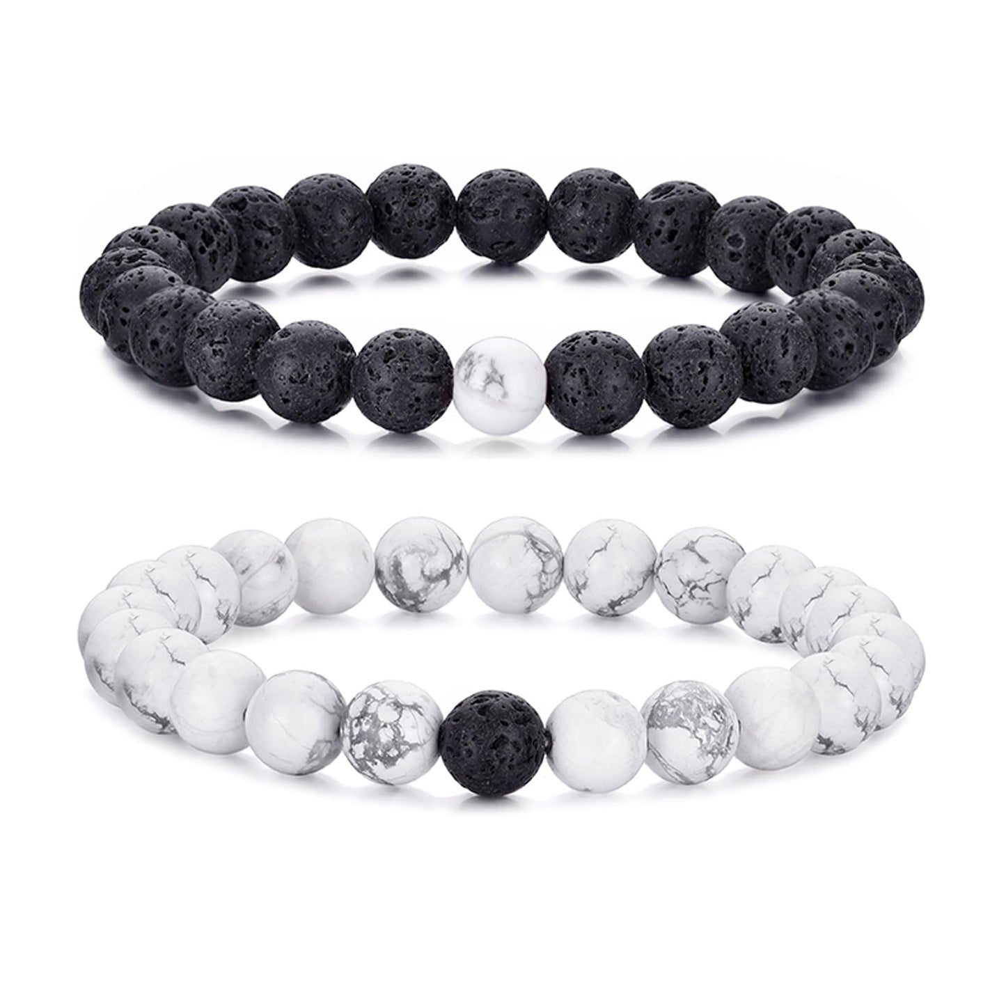 RANKEEF Tiger Eye Bracelet For Men 8MM Natural Stone Stretch Adjustable Black Crystal Beaded Bracelet for Men Women Gifts