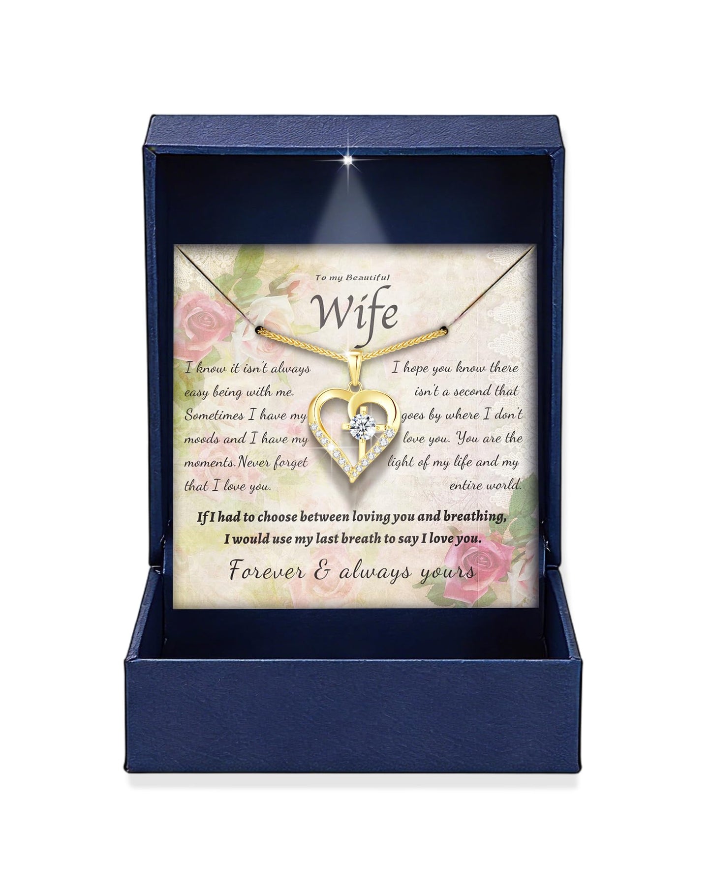 Moissanite Cross Necklace for Women in Light-Up Gift Box Heart Cross Jewelry 1CT Pendant for Women Gift Ideas for Wife Valentines Day Anniversary Birthday (S925 Sterling Silver/18K Real Gold Filled)
