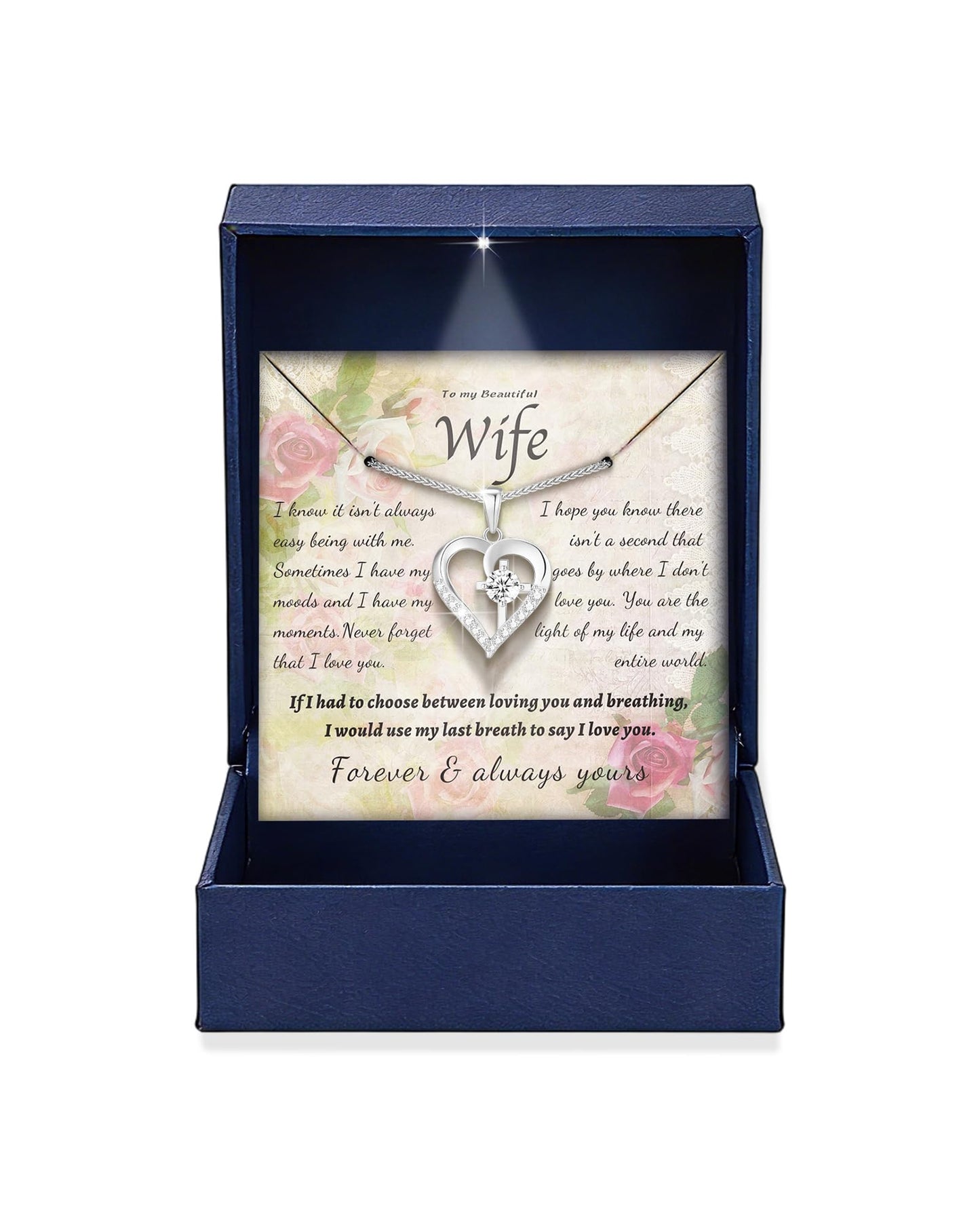 Moissanite Cross Necklace for Women in Light-Up Gift Box Heart Cross Jewelry 1CT Pendant for Women Gift Ideas for Wife Valentines Day Anniversary Birthday (S925 Sterling Silver/18K Real Gold Filled)