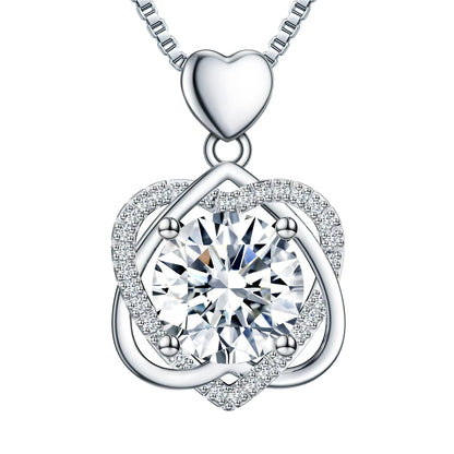 InfinityLove Heart Necklaces for Women, 5-3 Carats Moissanite, Sterling Silver Pendant Jewelry, Anniversary Birthday Gifts for Wife, Girlfriend, Daughter, Mom