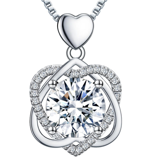 InfinityLove Heart Necklaces for Women, 5-3 Carats Moissanite, Sterling Silver Pendant Jewelry, Anniversary Birthday Gifts for Wife, Girlfriend, Daughter, Mom