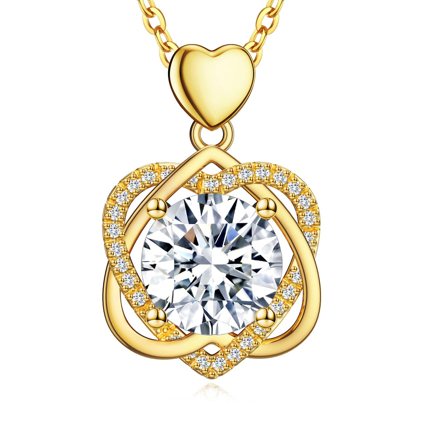 InfinityLove Heart Necklaces for Women, 5-3 Carats Moissanite, Sterling Silver Pendant Jewelry, Anniversary Birthday Gifts for Wife, Girlfriend, Daughter, Mom