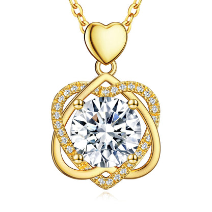 InfinityLove Heart Necklaces for Women, 5-3 Carats Moissanite, Sterling Silver Pendant Jewelry, Anniversary Birthday Gifts for Wife, Girlfriend, Daughter, Mom