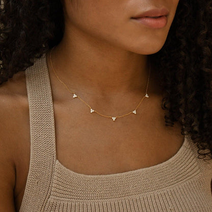 CUEZIY Mothers Day Gifts - Dainty Silver Gold Necklaces for Women Cute Station Choker Simulated Diamond Necklace Simple Layering CZ Necklace Trendy Jewelry Gifts