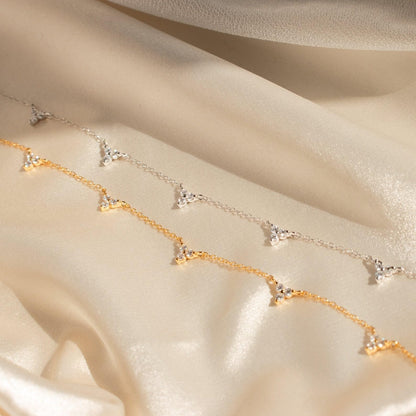 CUEZIY Mothers Day Gifts - Dainty Silver Gold Necklaces for Women Cute Station Choker Simulated Diamond Necklace Simple Layering CZ Necklace Trendy Jewelry Gifts