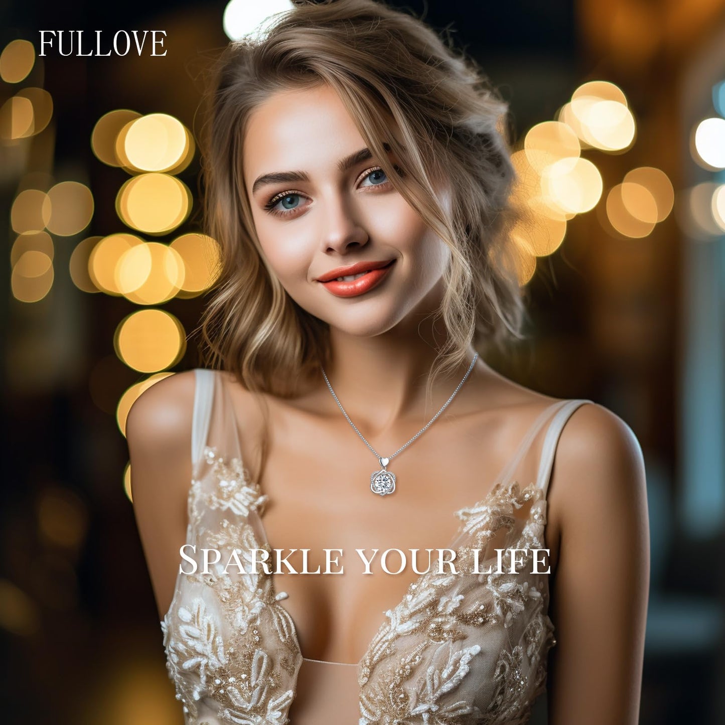 InfinityLove Heart Necklaces for Women, 5-3 Carats Moissanite, Sterling Silver Pendant Jewelry, Anniversary Birthday Gifts for Wife, Girlfriend, Daughter, Mom