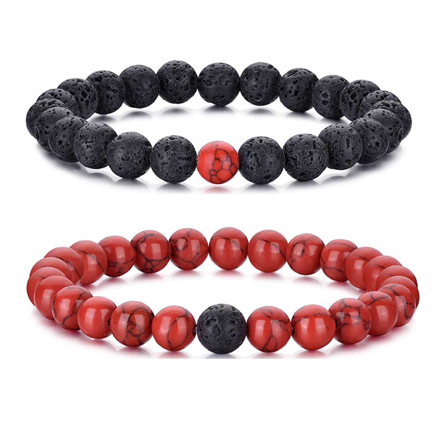 RANKEEF Tiger Eye Bracelet For Men 8MM Natural Stone Stretch Adjustable Black Crystal Beaded Bracelet for Men Women Gifts