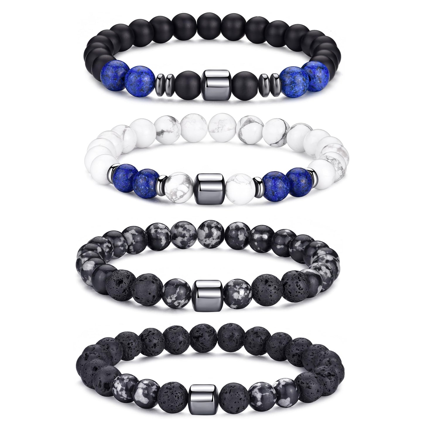 RANKEEF Tiger Eye Bracelet For Men 8MM Natural Stone Stretch Adjustable Black Crystal Beaded Bracelet for Men Women Gifts