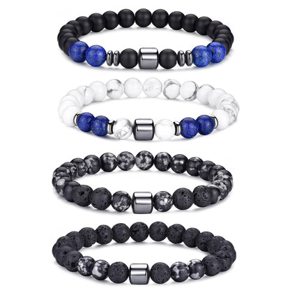 RANKEEF Tiger Eye Bracelet For Men 8MM Natural Stone Stretch Adjustable Black Crystal Beaded Bracelet for Men Women Gifts