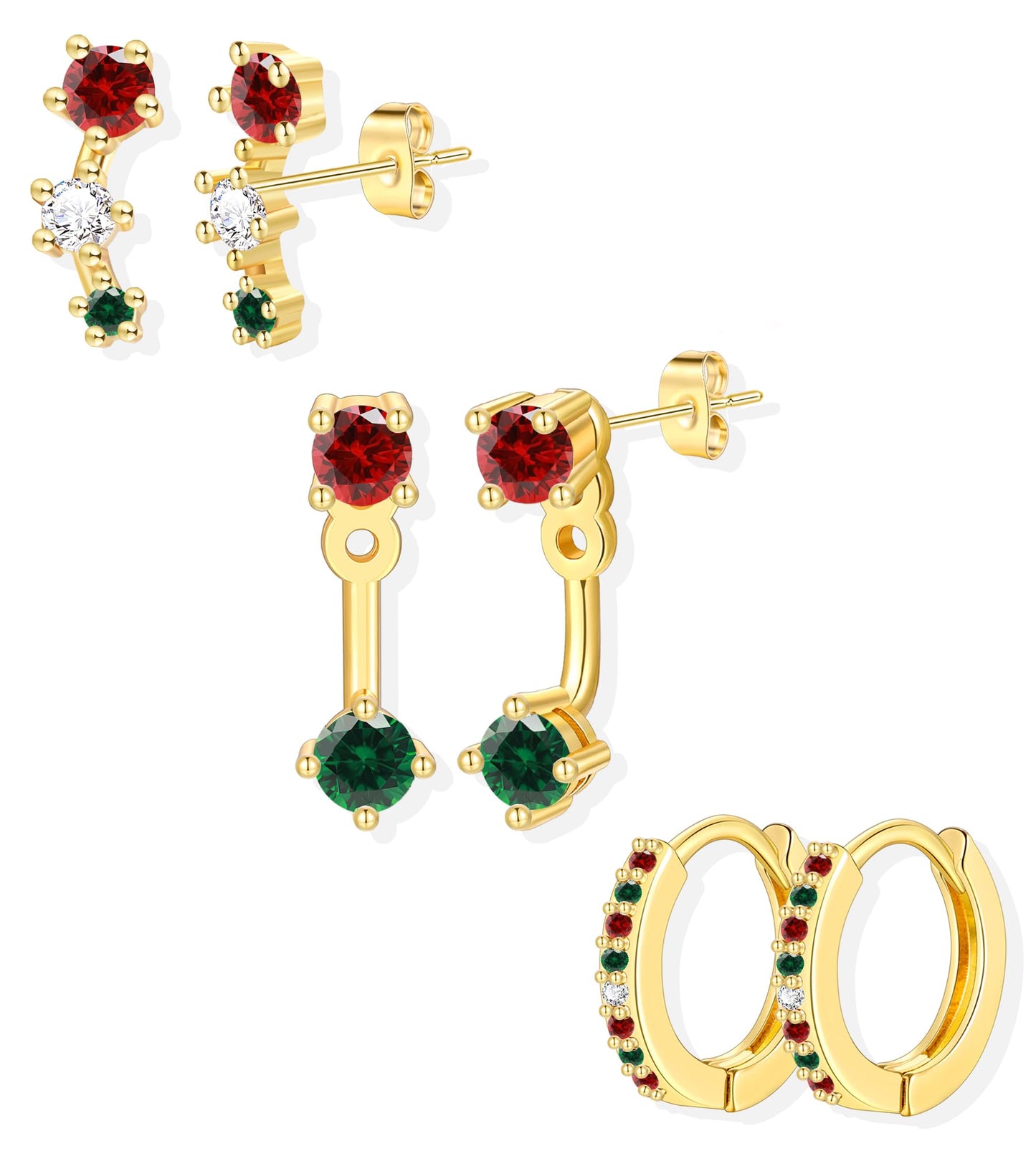 6 Pairs 14K Gold Plated Stud Earrings for Women, Hypoallergenic Cartilage Earrings for Multiple Piercing, Dainty Small Stackable Earrings Set for Jewelry Gift