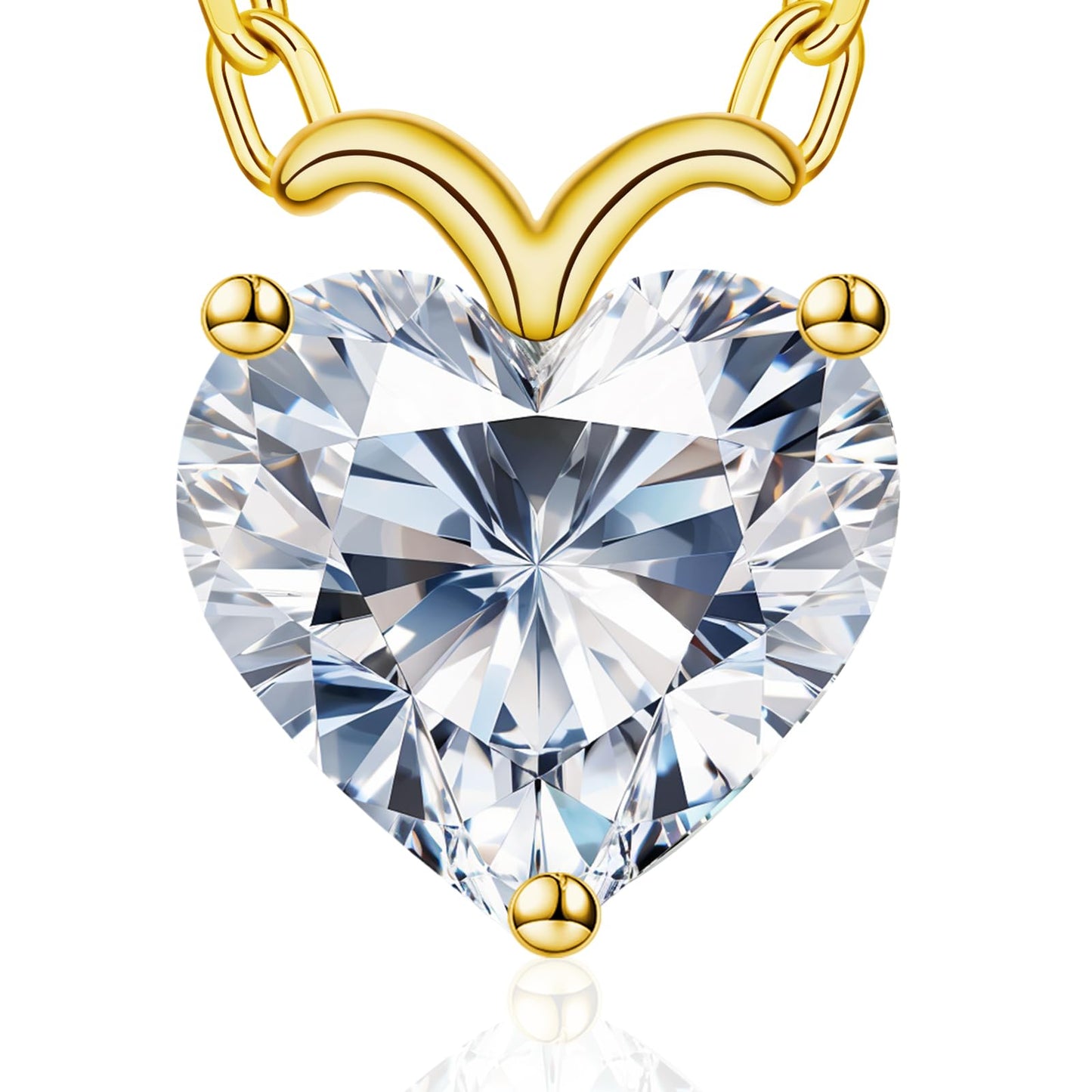 Fullove ForeverLove Heart Necklaces for Women, 4-2 Carats Heartshap Moissanite, Silver Pendant Jewelry, Anniversary Birthday Gifts for Wife, Girlfriend, Daughter, Mom