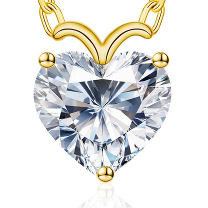 Fullove ForeverLove Heart Necklaces for Women, 4-2 Carats Heartshap Moissanite, Silver Pendant Jewelry, Anniversary Birthday Gifts for Wife, Girlfriend, Daughter, Mom