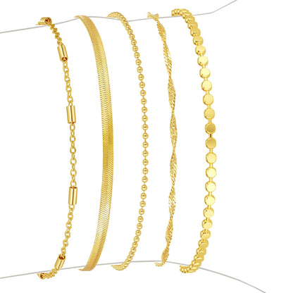 Striviio Gold Bracelets for Women, 14K Gold Plated Stackable Bracelet Stack Set Adjustable Charm Paperclip Chain Snake Link Layered Waterproof Jewelry Sets Gifts