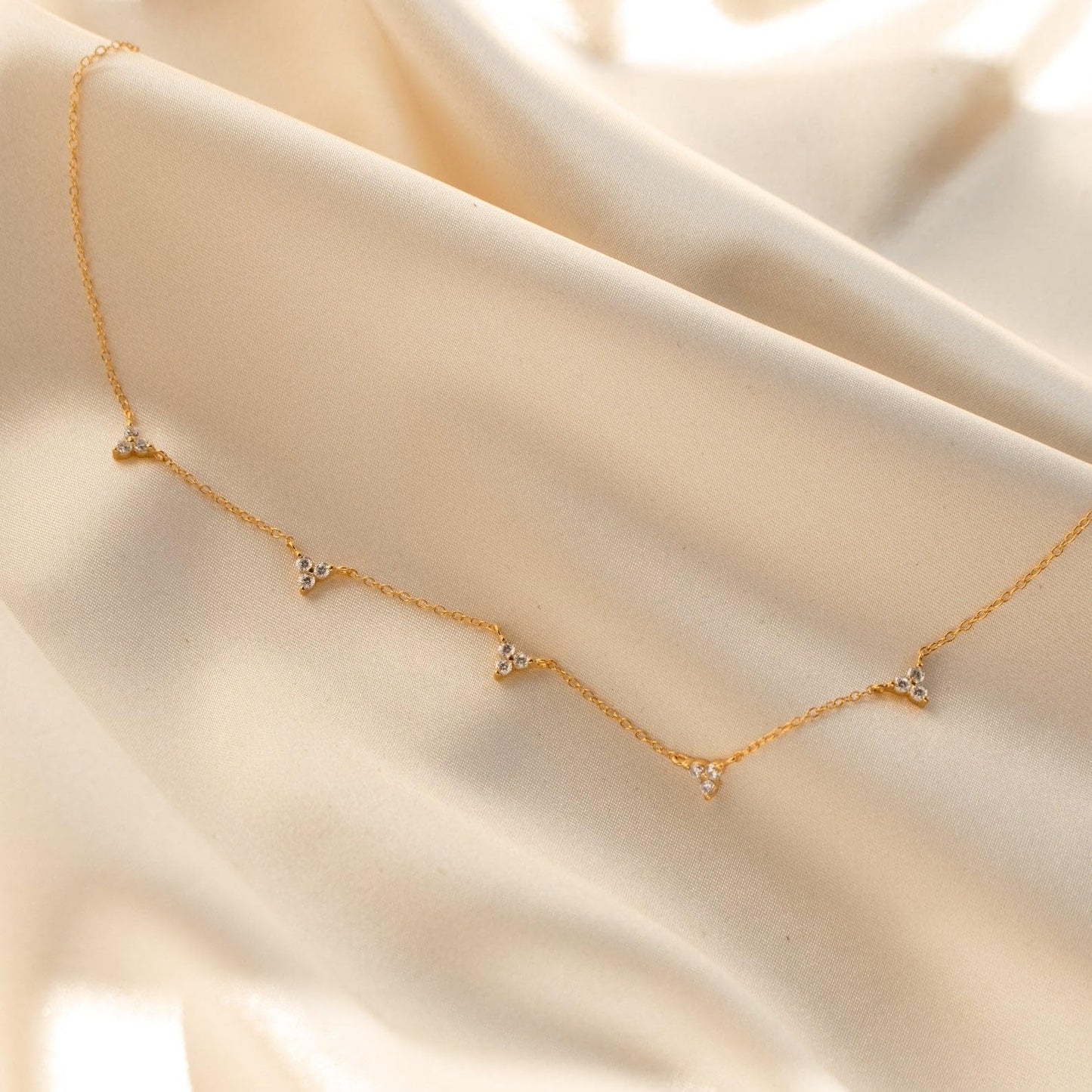 CUEZIY Mothers Day Gifts - Dainty Silver Gold Necklaces for Women Cute Station Choker Simulated Diamond Necklace Simple Layering CZ Necklace Trendy Jewelry Gifts