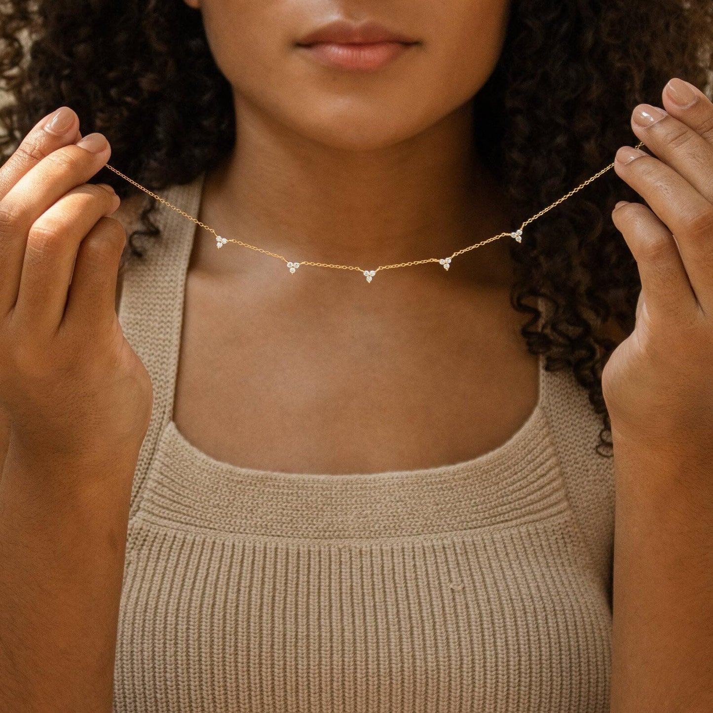CUEZIY Mothers Day Gifts - Dainty Silver Gold Necklaces for Women Cute Station Choker Simulated Diamond Necklace Simple Layering CZ Necklace Trendy Jewelry Gifts